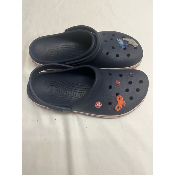 Men's and Women's Unisex Navy White and Red Crocs Size M-9 W-11 - Picture 2 of 6